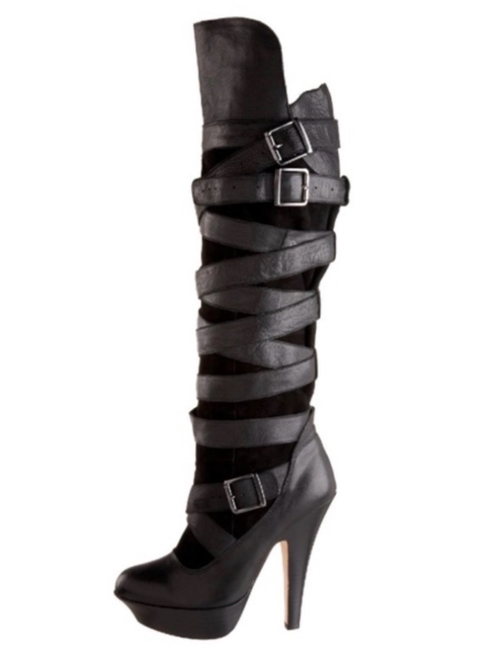 Dolce Vita Marilyn Strappy Platform Leather and Suede Boots
